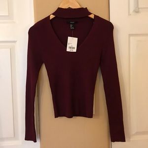 🔥NWT! Gorgeous Forever21 Choker Neck Ribbed Tee🔥